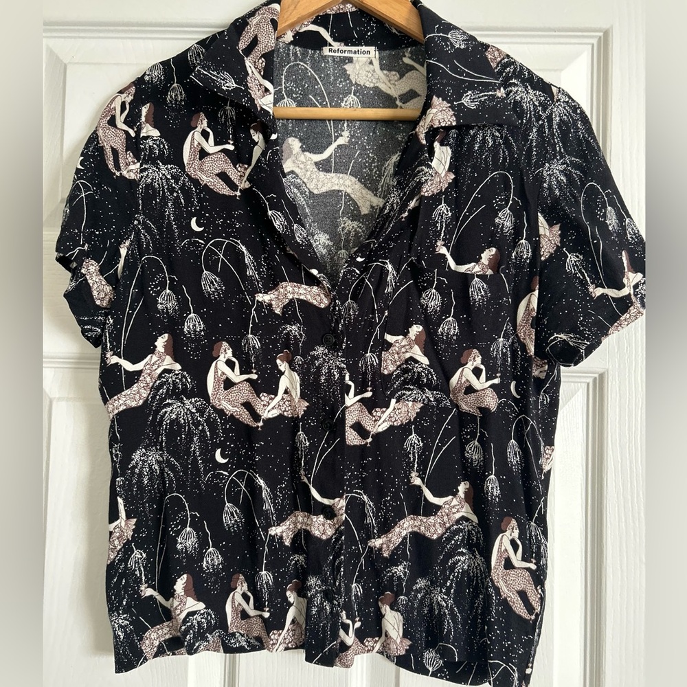 Reformation Black and White Patterned Shirt